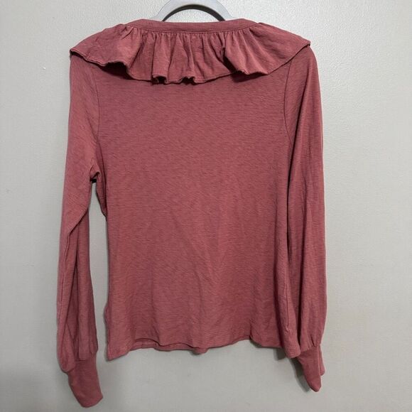 nation Itd lalita ruffle pima cotton top mauve size medium - Picture 3 of 7